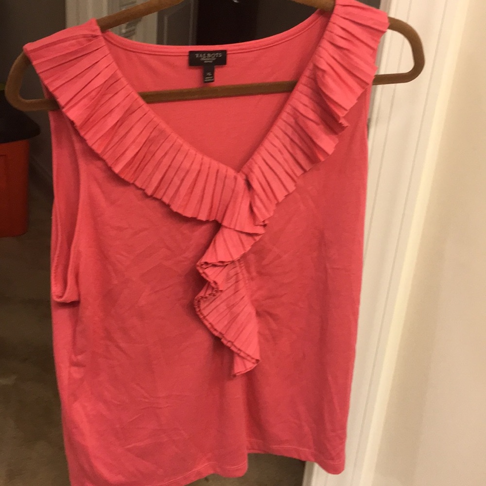 Pretty salmon colored sleeveless blouse